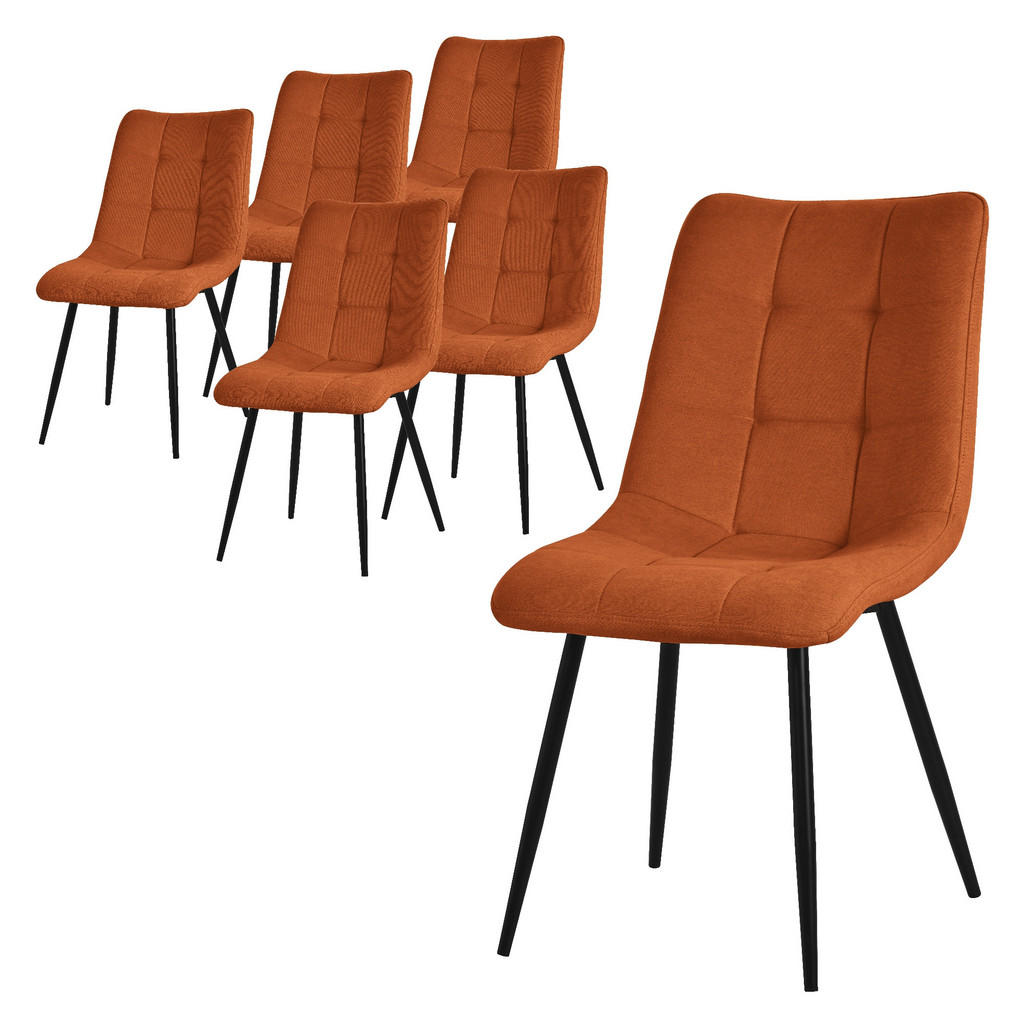 ML-DESIGN SADA 6 JEDÁLENSKÝCH ŽIDLÍ Oranžový látkový potah