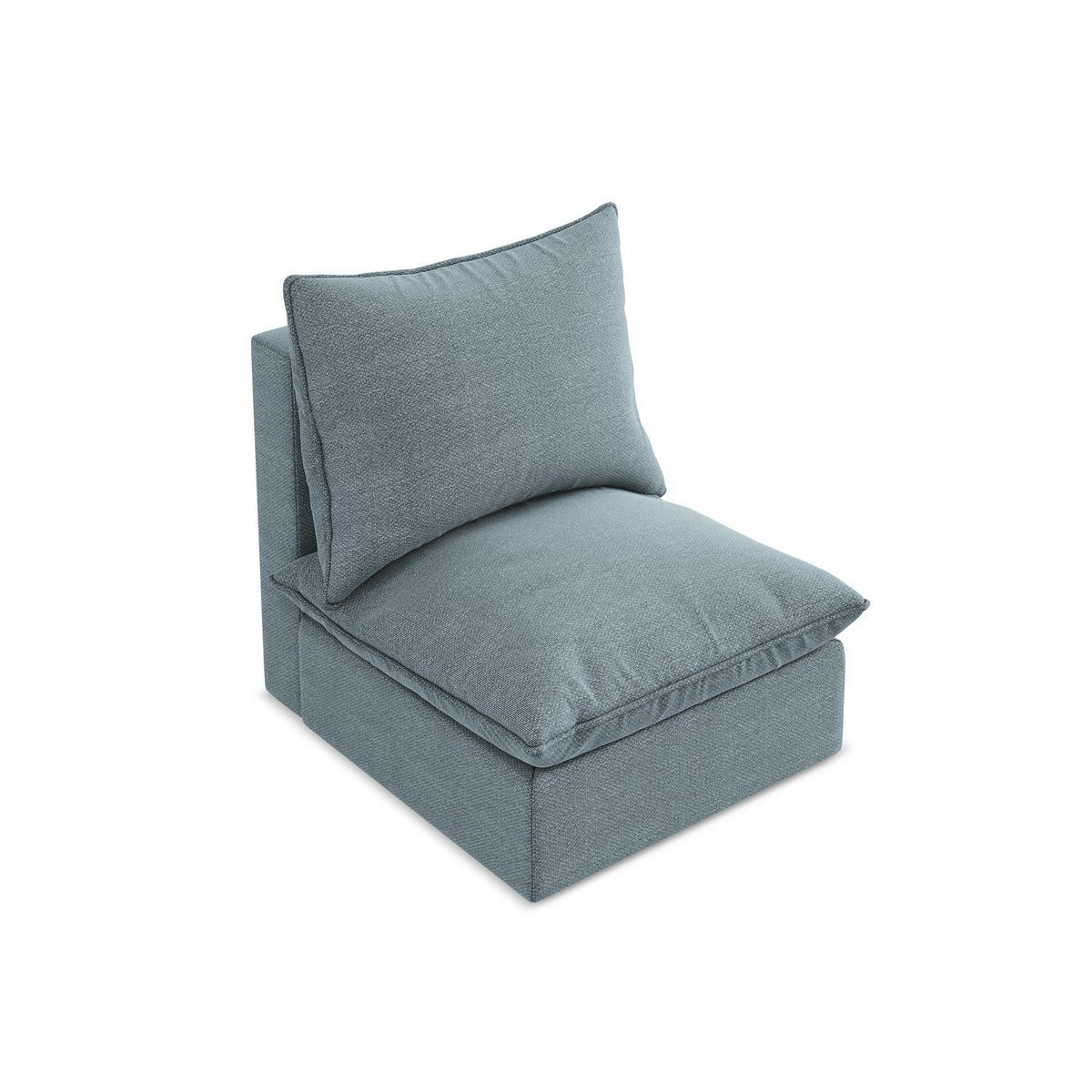 SOFAELEMENT Bouclé Stoff Blau - Pastellblau/Schwarz, Holzwerkstoff/Kunststoff (75/77/90cm) - LaMiaSofa