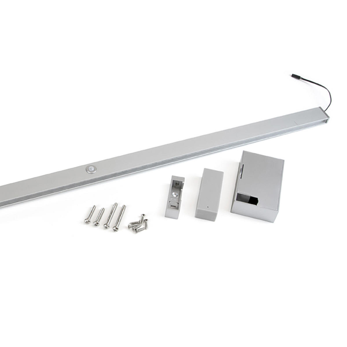 GARDEROBENSTANGE mit LED-Licht Castor, mit abnehmbarer Batterie und Bewegungssensor, L858mm, Kunststoff und Aluminium, Metallic grau - Dunkelgrau, Kunststoff (10.5/7/85.8cm) - EMUCA