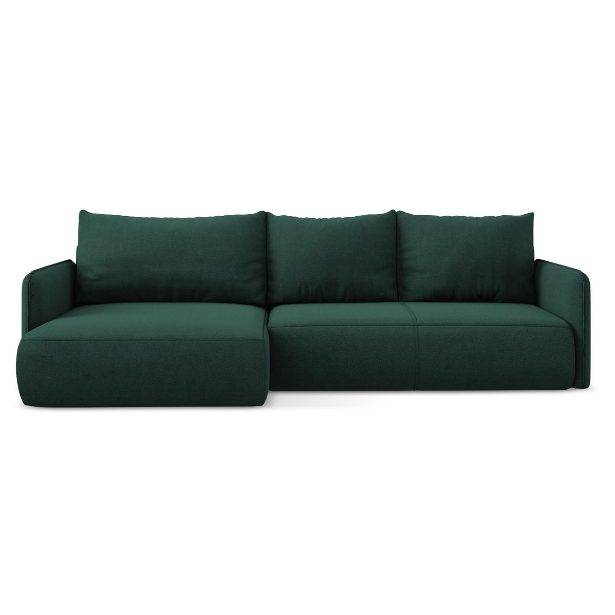 ECKSOFA mit Schlaffunktion Strukturstoff Stoff Grün - Dunkelgrün/Schwarz, Kunststoff/Textil (148/240cm) - LaMiaSofa
