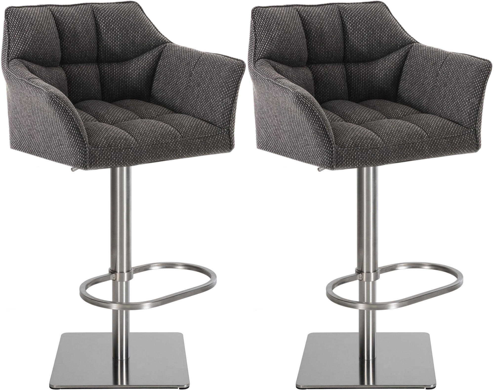 BARHOCKER 2er Set Stoff Titangrau - Edelstahlfarben/Graubraun, Textil/Metall (64/88/45cm) - CLP