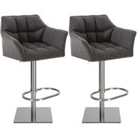 BARHOCKER 2er Set Stoff Titangrau - Edelstahlfarben/Graubraun, Textil/Metall (64/88/45cm) - CLP
