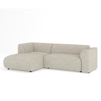 ECKSOFA Melani Beige Grau Chenille-Stoff - Beige/Schwarz, Holz/Holzwerkstoff (253/153cm) - Maison de Reve