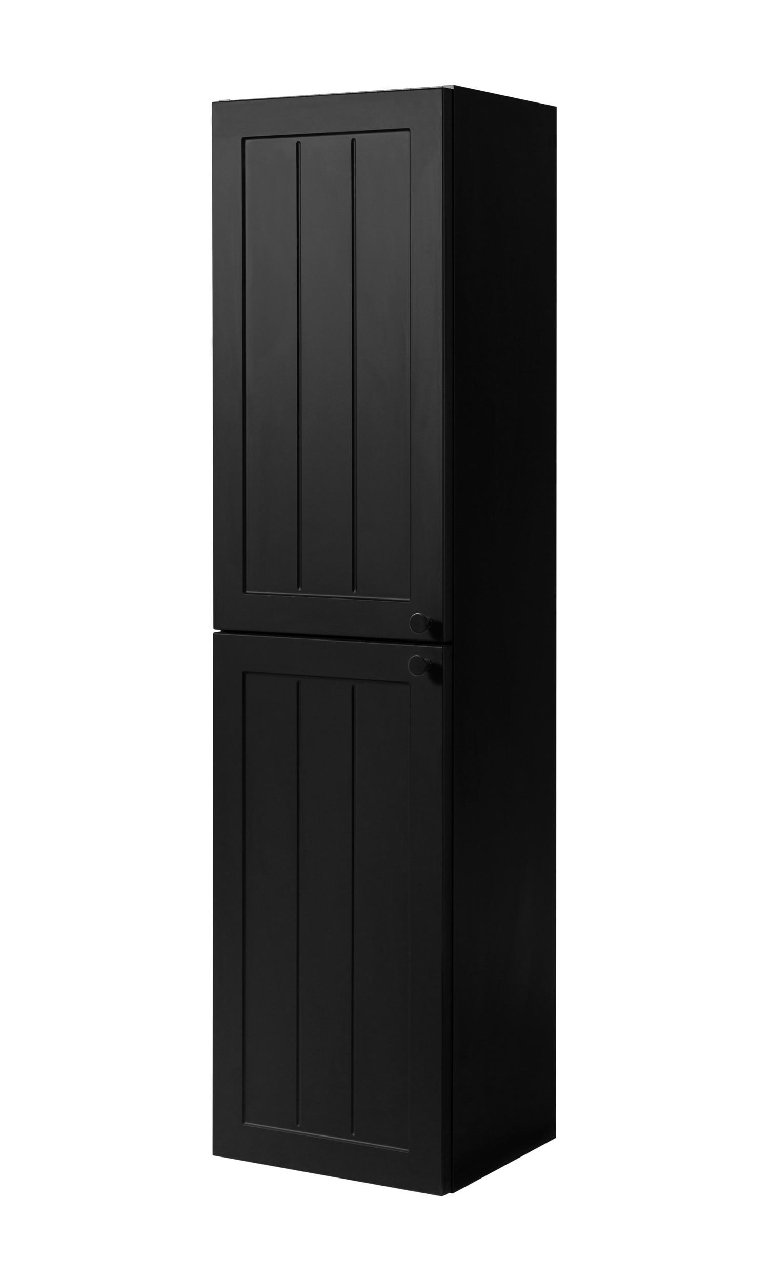 BADEZIMMERSCHRANK, schwarz, 35 x 136 x 27 cm, schwarzer Griff - Schwarz, Holzwerkstoff/Metall (35/136/27cm) - 3XE LIVING