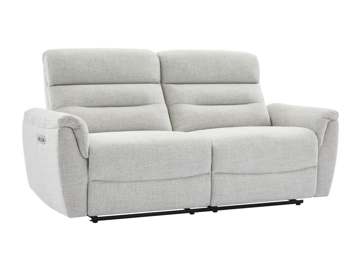 3-SITZER Elektrischer Relax-Sofa aus hellgrauem Strukturstof BREVIO - Hellgrau, Textil (91/101/193cm) - Vente-Unique
