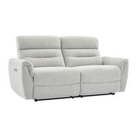 3-SITZER Elektrischer Relax-Sofa aus hellgrauem Strukturstof BREVIO - Hellgrau, Textil (91/101/193cm) - Vente-Unique