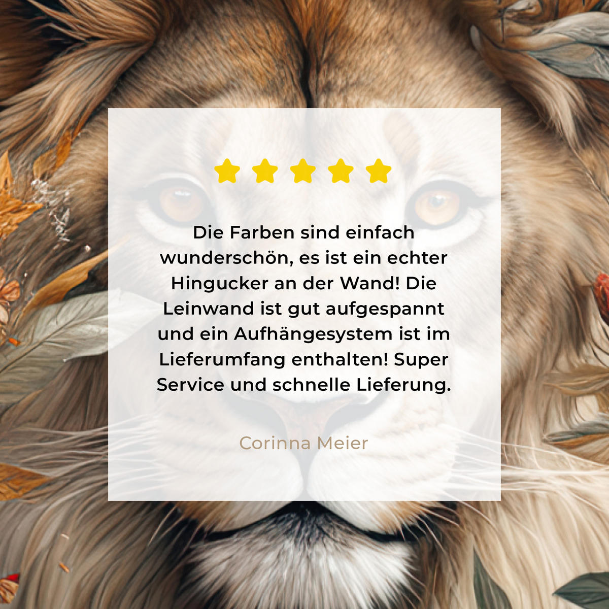 LEINWANDBILD Löwe - Wildtiere - Pflanzen - Natur - Blumen 60x90 cm - Beige, Textil (60/90cm) - MuchoWow