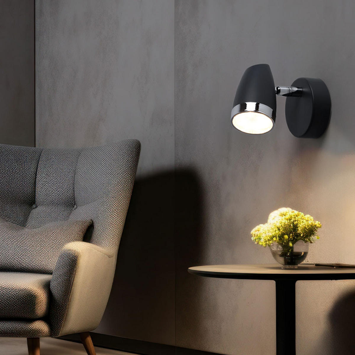 LED WANDLEUCHTE NERO Anthrazit 2er Set - Anthrazit, Metall (8/9/13.5cm)