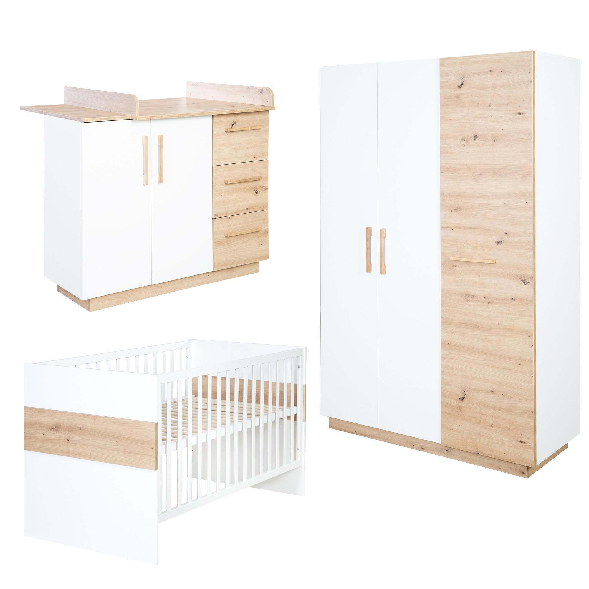 BABYZIMMER-SET Lion, 3-teilig - Multicolor, Holzwerkstoff (76/82/144cm) - Roba