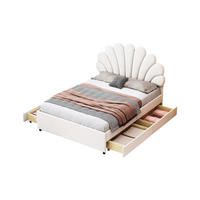 POLSTERBETT 140/200 cm beige aus Samt mit 4 Schubladen - Beige, Textil (140/200cm) - OKWISH