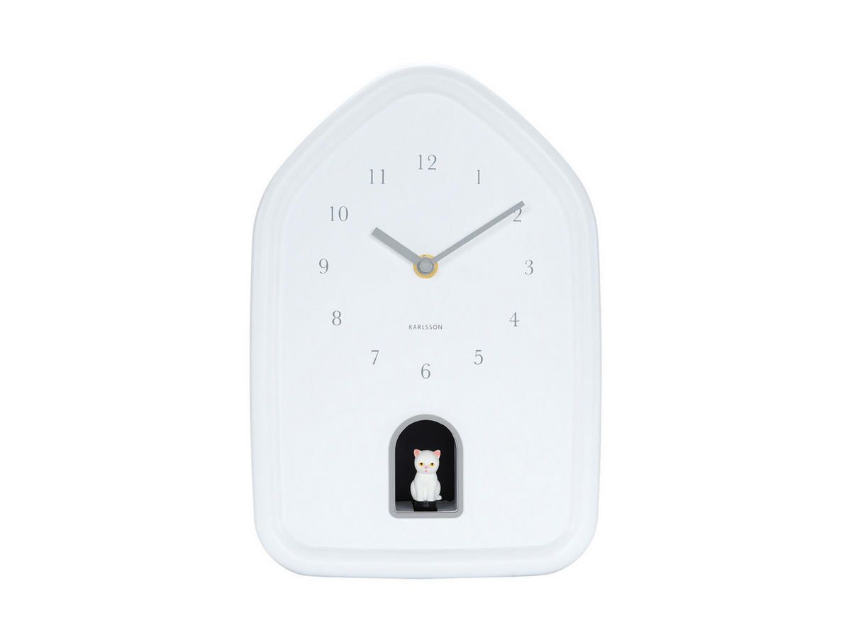 WANDUHR Modern Kitty Weiß 7.5/20/29.1 cm - Weiß, Kunststoff (20/29.1/7.5cm) - Karlsson