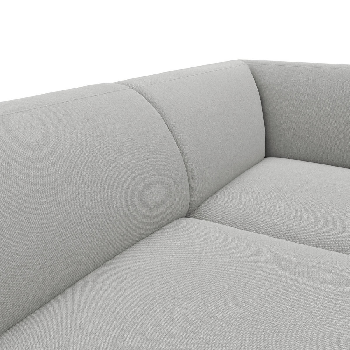 2,5-SITZER ECKSOFA mit Ottomane - Hellgrau/Schwarz, Textil/Metall (252/205cm) - home24