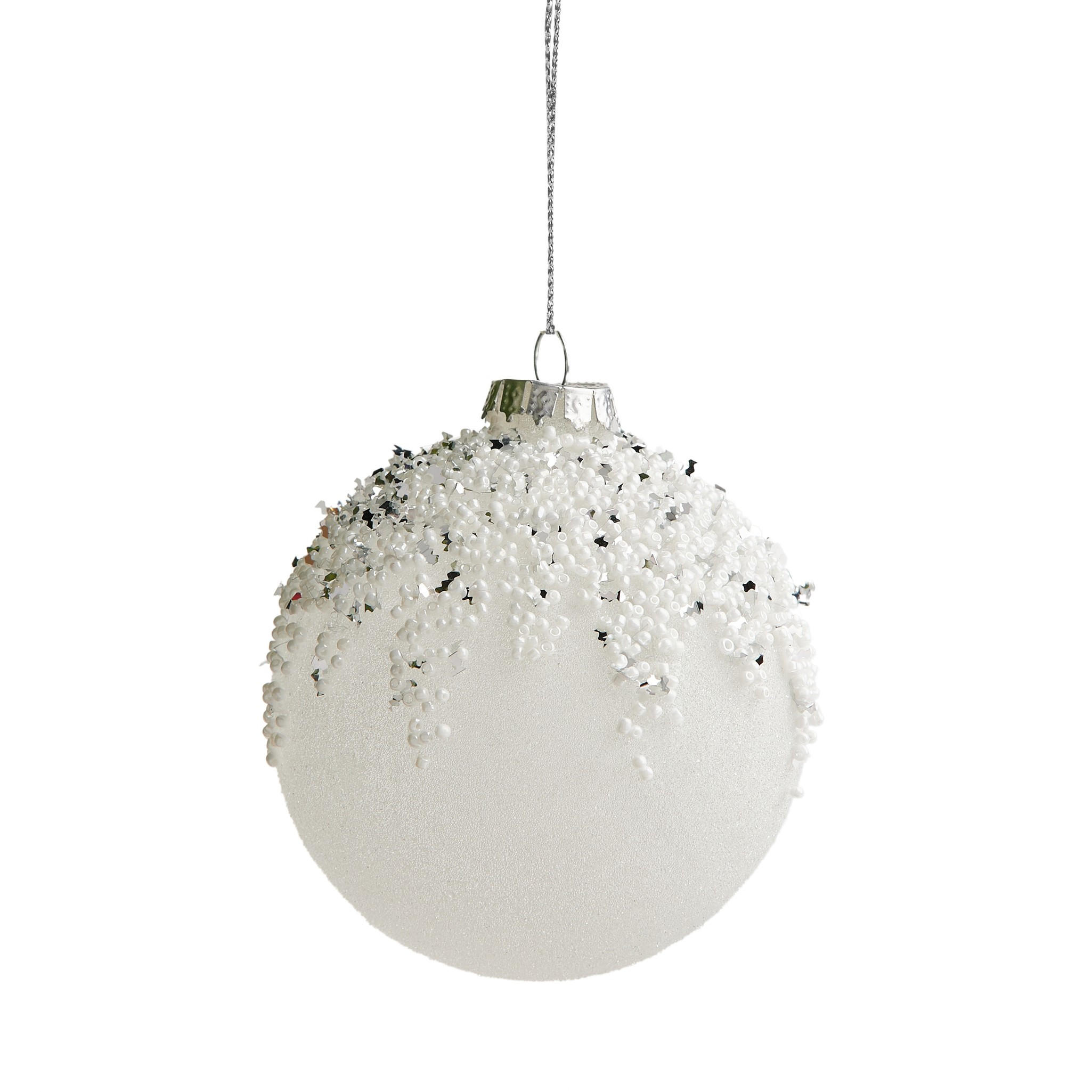 WEIHNACHTSKUGEL Glas BROUGH, Ø80 mm, Weiß, Christbaumkugeln, Weihnachtsdeko Xmas, Christmas Deko - Weiß, Glas (8/8/8cm) - home&you