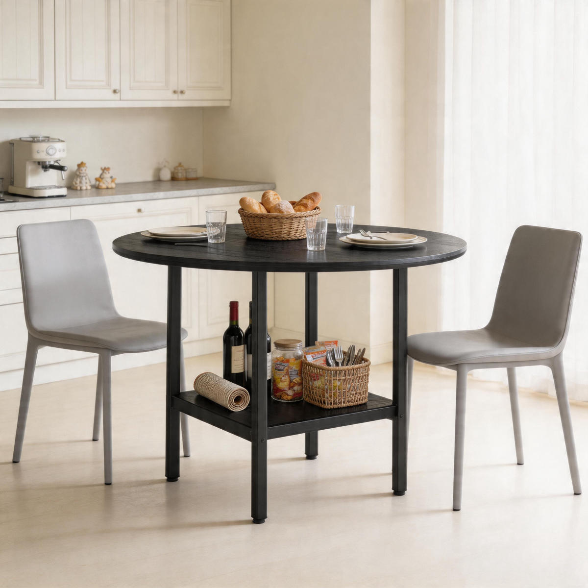 ESSTISCH Schwarz 100/100/77 cm - Schwarz, Holz (100/100/77cm) - PANGIVO