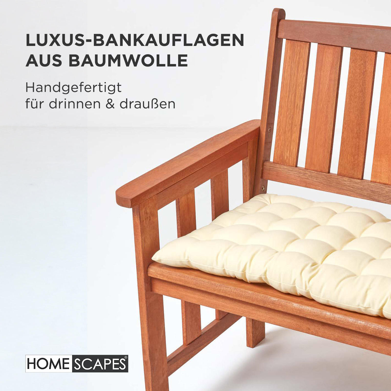 BANKAUFLAGE 2-Sitzer creme 108/42/5 cm - Creme, Textil (108/42/5cm) - Homescapes