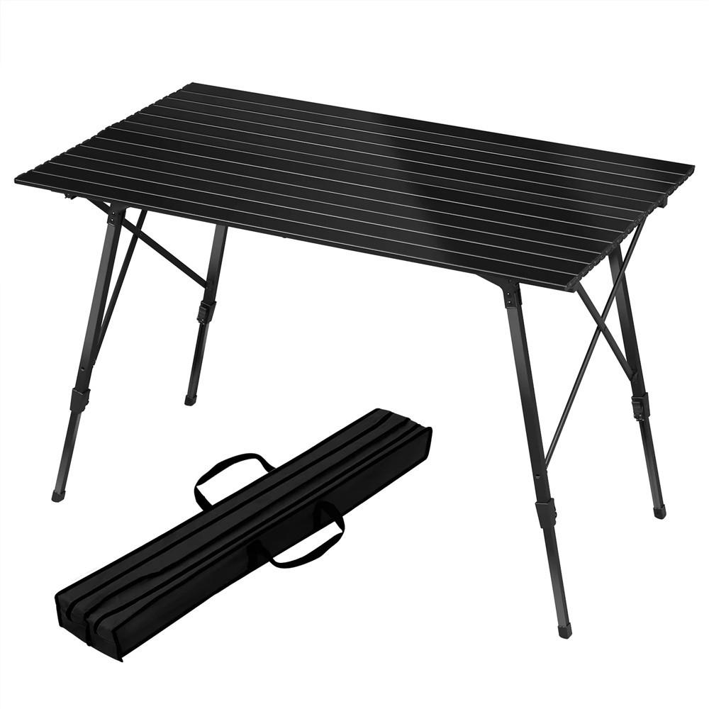 KLAPPTISCH Aluminium Faltbar Höhenverstellbar 120x68,5 cm Schwarz - Schwarz, Metall (120/68.5/78.5cm) - Coonoor