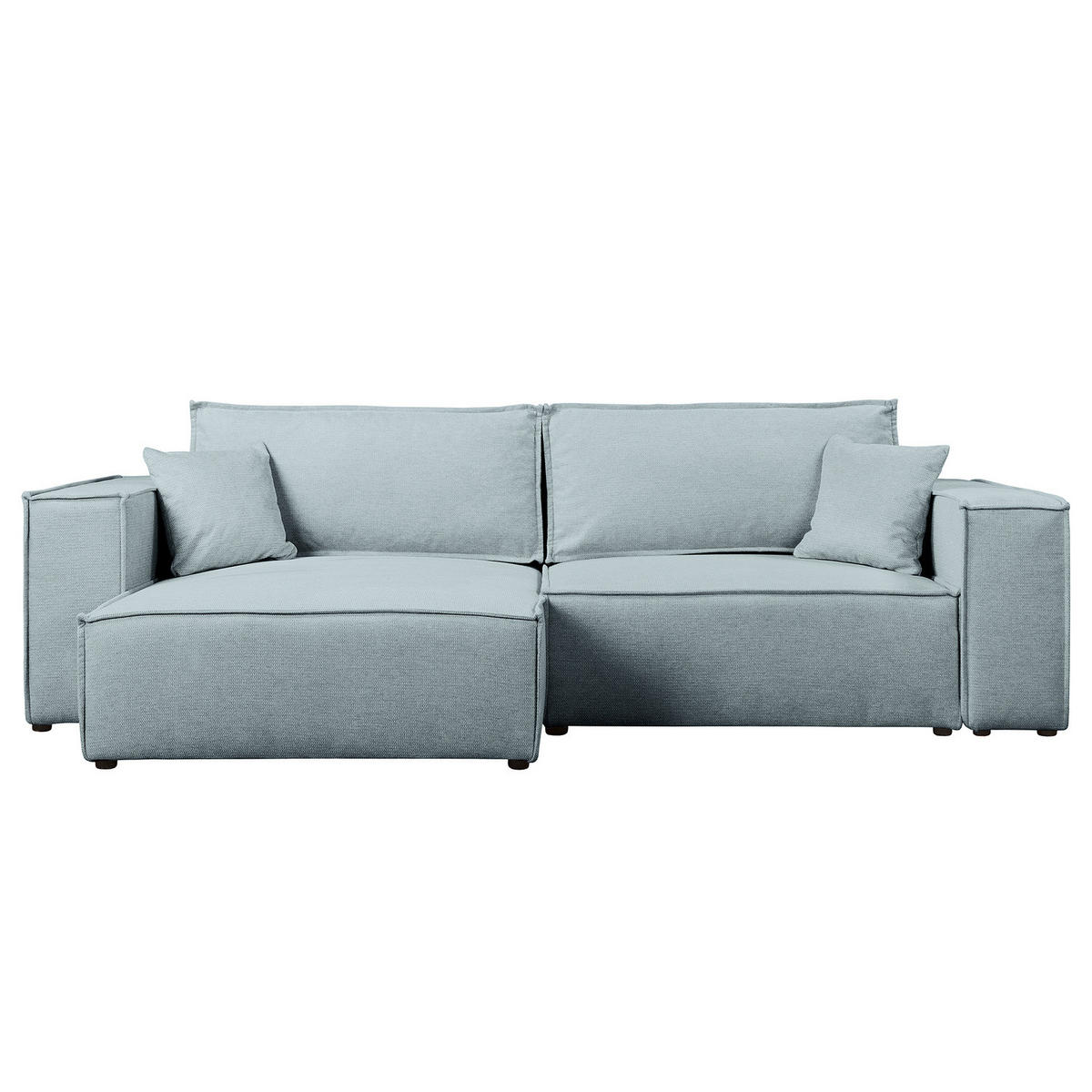 ECKSOFA mit Schlaffunktion - 255 cm - Blaugrau/Schwarz, Kunststoff/Textil (255/148cm) - home24