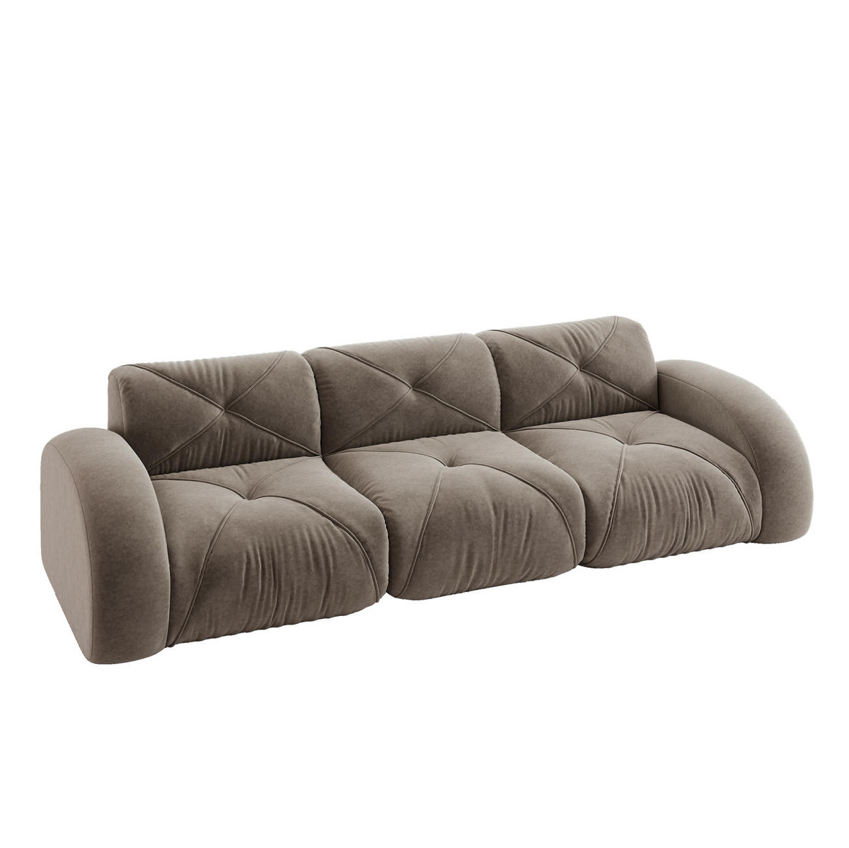 SOFA rahmenloses Modulsofa Chenille Braun - Grau, Kunststoff (95/76/281cm) - Meubliv
