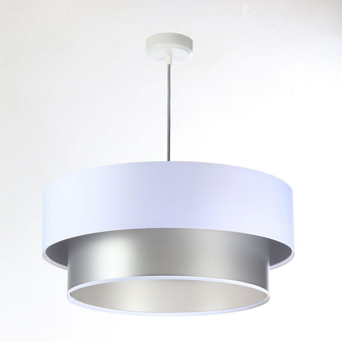 HÄNGELEUCHTE Silber 60/20 cm - Silberfarben/Weiß, Kunststoff (60/1/20cm) - ONZENO