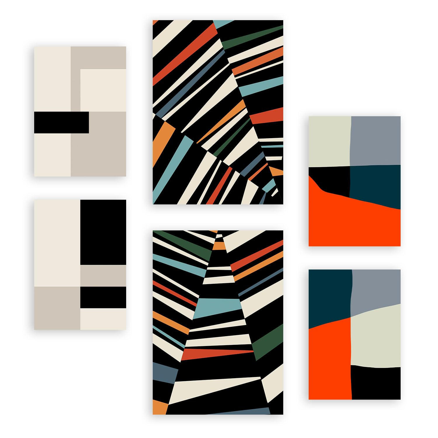 POSTER Set Mit 6 Pastiche Kunst In Form Abstracts Ästhetische Dekorative Gemälde Für Ihr Wohnzimmer, Schlafzimmer, Zuhause A3 & A4 Rahmenlos - Klar, Papier (29/3cm) - Nacnic