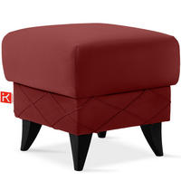 HOCKER GUSTAVO III Fußstütze, Velours, Bordeaux - Bordeaux, Holz/Holzwerkstoff (53/49/53cm) - KONSIMO®