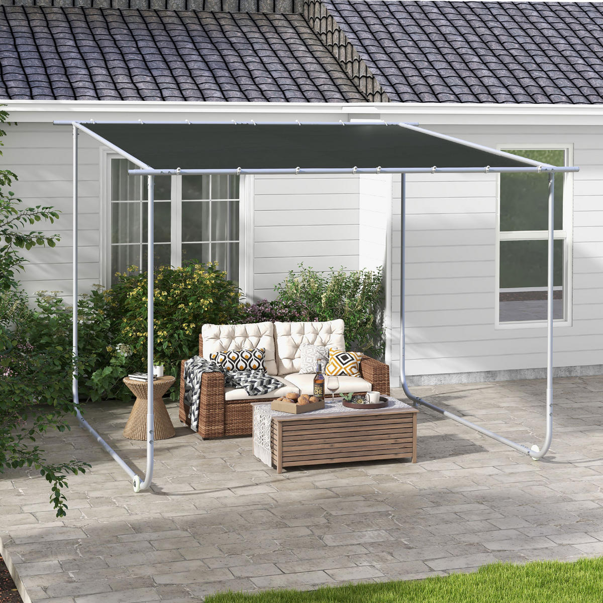 PERGOLA, Pavillon, Oxford, Dunkelgrau - Dunkelgrau, Textil/Metall (302/250/302cm) - Outsunny