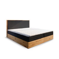 BOXBETT VERDON 160x200 cm mit Matratze und Topper - Schwarz - Schwarz, Holz (160/200cm) - MASSENO
