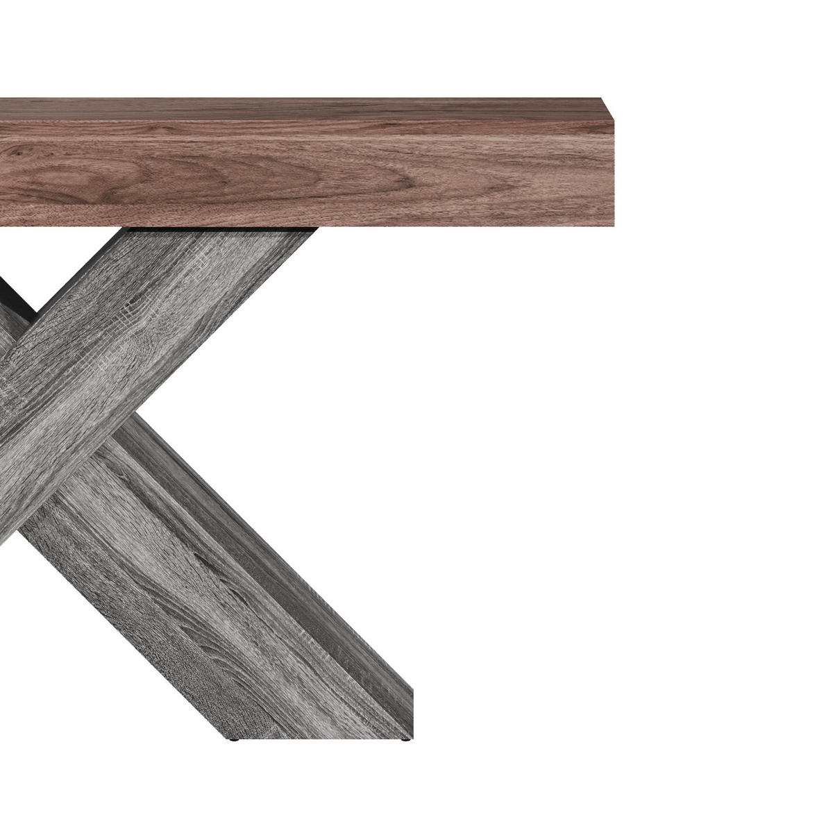 KONSOLENTISCH in Holzoptik Zweifarbige Beistelltisch mit X-förmigen Beinen für Flur/Wohn-, 140L/30B/80(cm) - Braun/Grau, Holzwerkstoff (30/140/80cm) - STILVORA