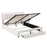 POLSTERBETT 180x200 cm mit Stauraum, Lattenrost, Samt, Beige - Beige, Metall (180/200cm)