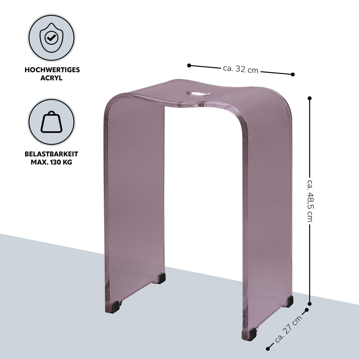 DUSCHHOCKER, lila, Kunststoff - Mauve, Kunststoff (32/48.5/27cm) - bremermann