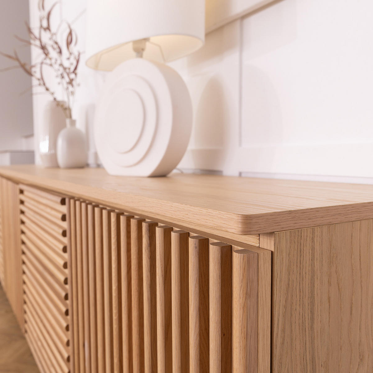 SIDEBOARD - Akazie massiv / Eisen, 230 cm - Eichefarben, Holzwerkstoff (231/75/40cm) - home24