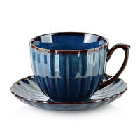 TASSE mit Untertasse Basic Blau 14.8/14.8/9 cm Keramik - Blau, Keramik (0.3L) - Mondex