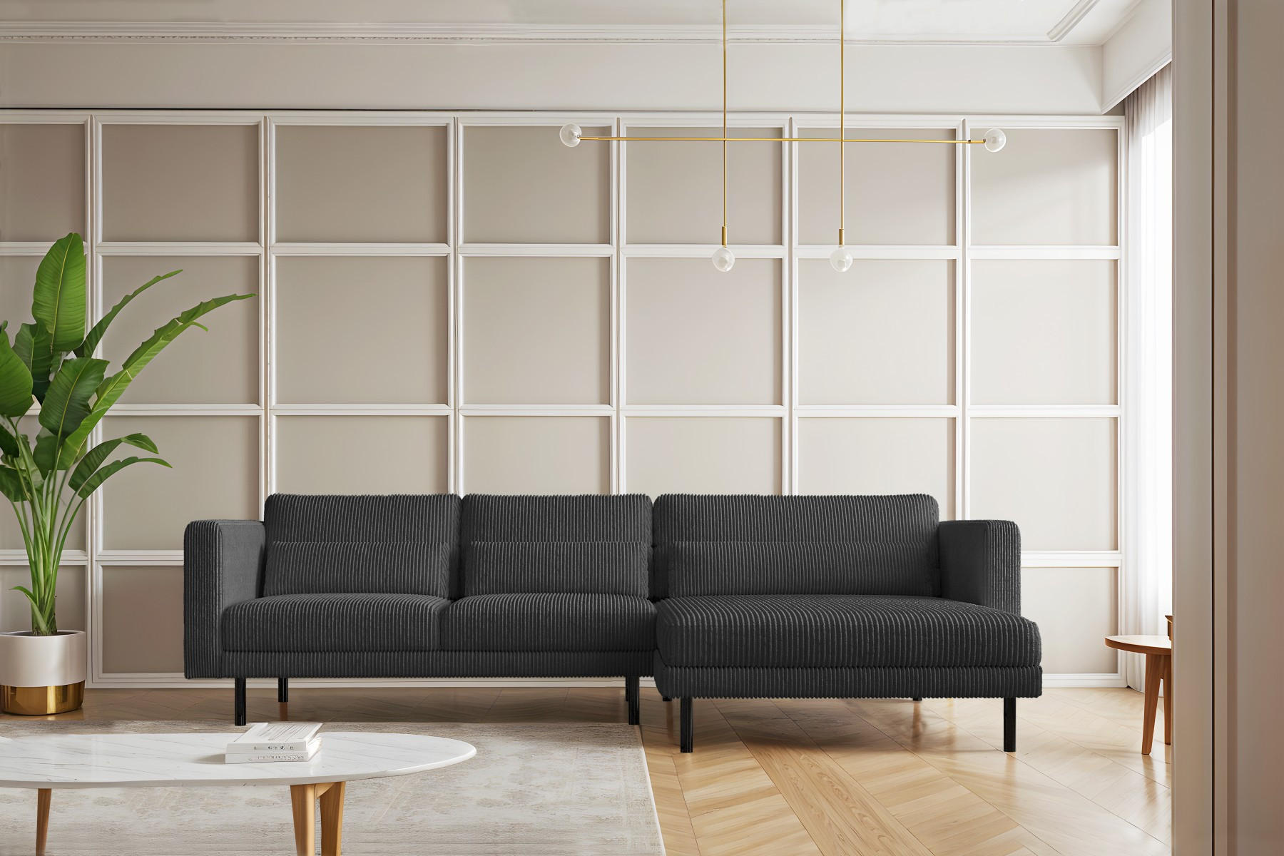 ECKSOFA L-form Dani Stoff Poso Graphit Rechts - Graphitfarben, Holz (281/174cm) - Kaiser Möbel