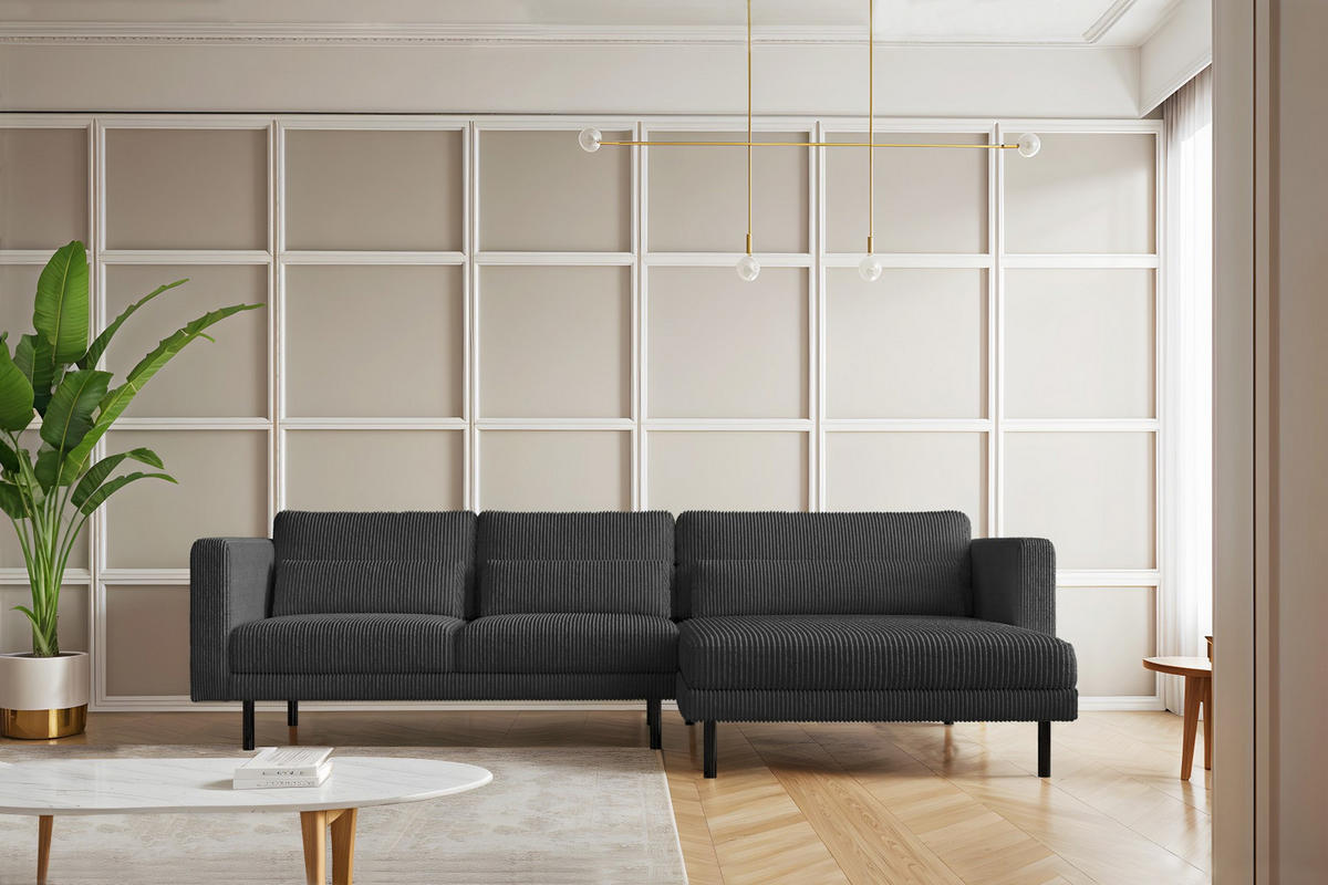 ECKSOFA L-form Dani Stoff Poso Graphit Rechts - Graphitfarben, Holz (281/174cm) - Kaiser Möbel