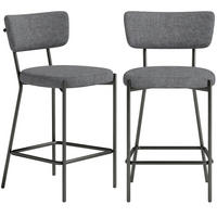BARHOCKER 2er-Set mit Rückenlehne 49 x 53 x 93 cm Polyester Gray - Grau, Metall (49/93/53cm) - Meubliv