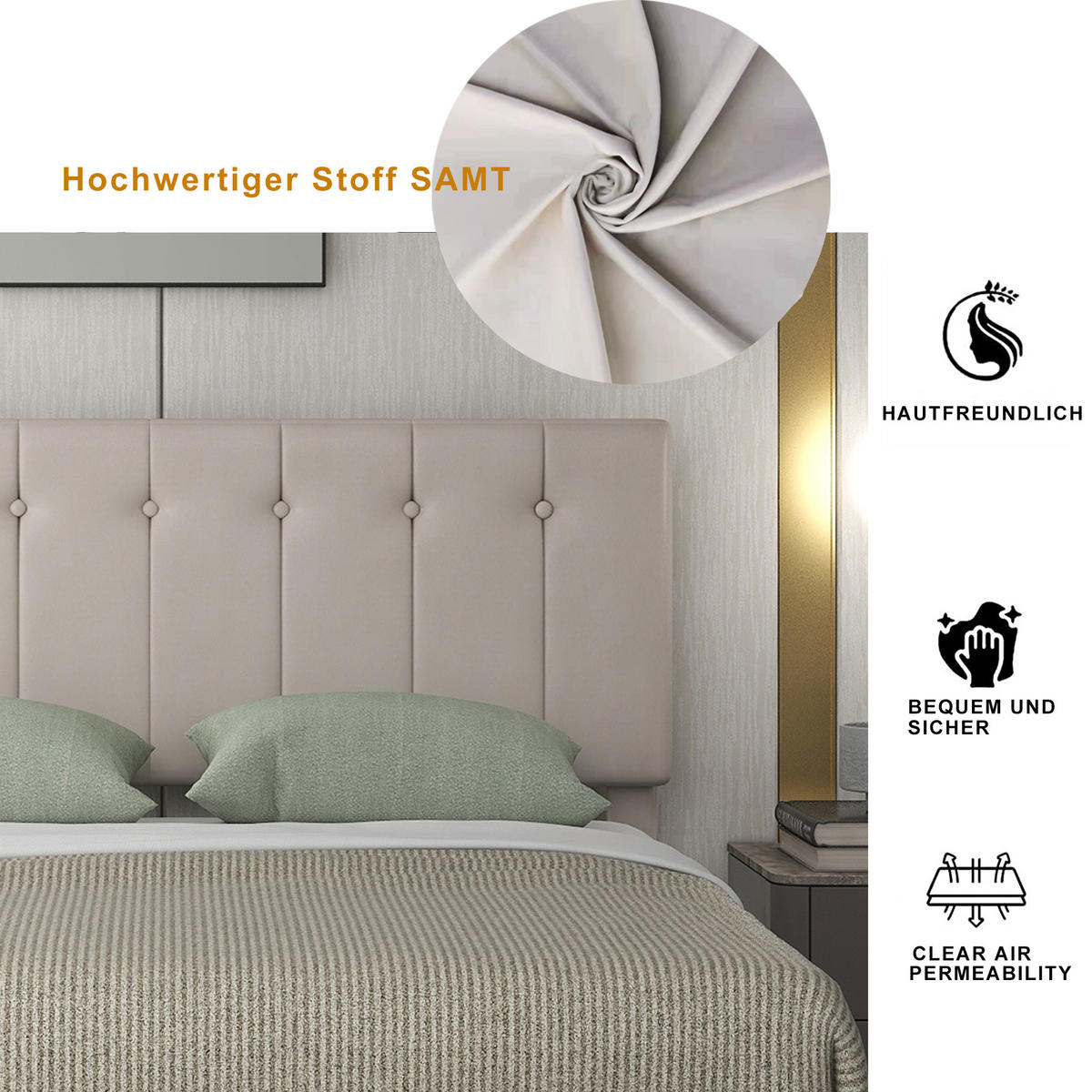 POLSTERBETT 140x200 Hydraulisch Stauraum Kopfteil Samtstoff Cremeweiß - Creme, Holzwerkstoff - FLIEKS