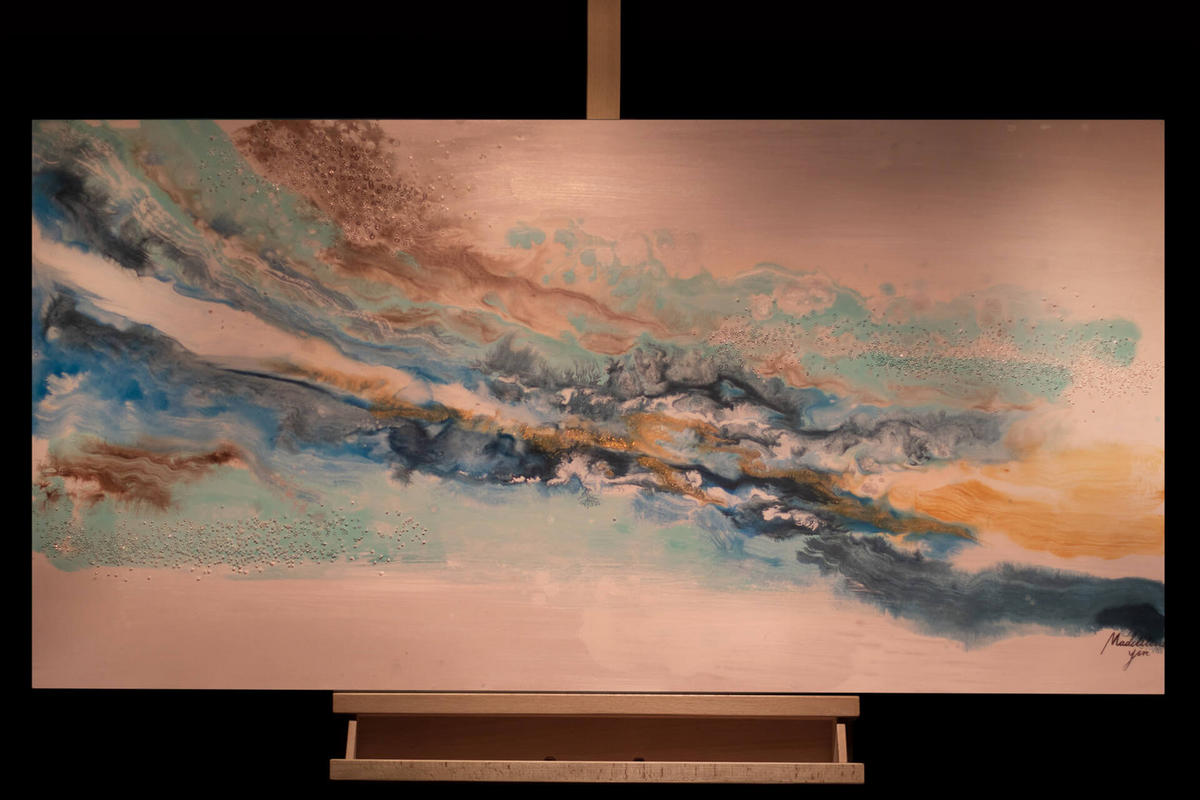 ÖLGEMÄLDE 120/60 cm - Blau/Weiß, Holz/Textil (120/60cm) - KUNSTLOFT