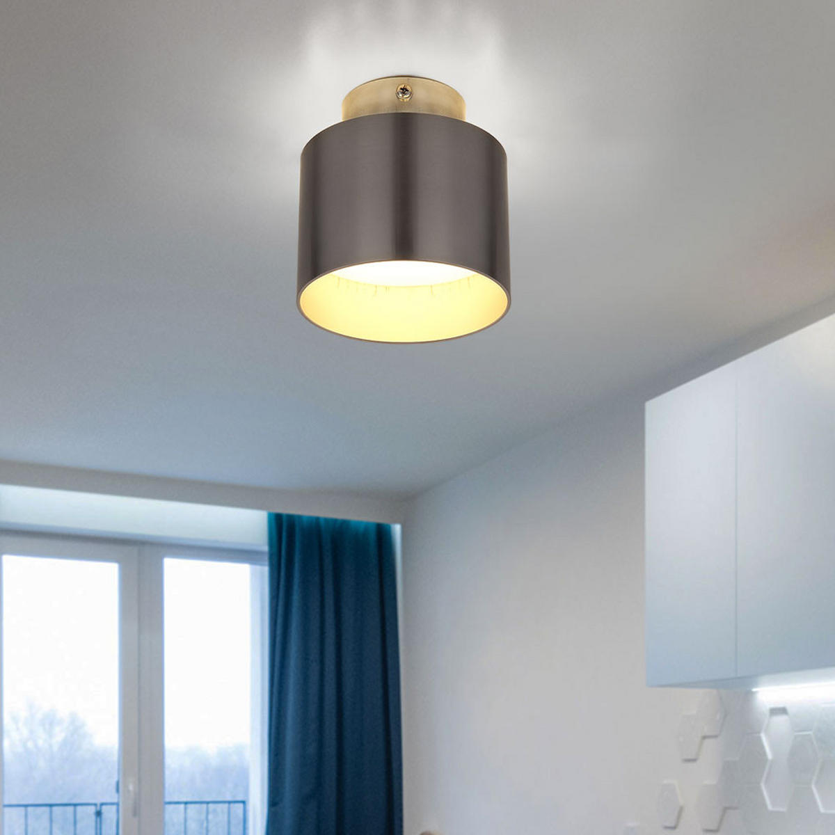 LED DECKENLEUCHTE Alu Nickel Matt Silber 2er Set - Silberfarben, Metall (10/10/10.5cm) - Globo Lighting