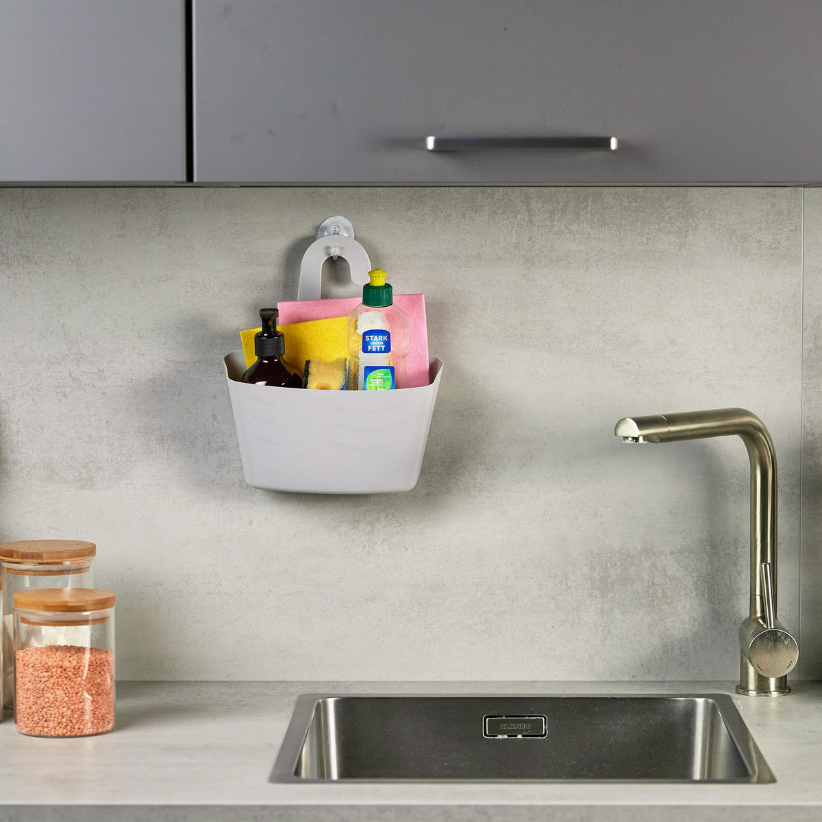 3XDUSCHKORB - Grau, Kunststoff (23/25/10cm) - Relaxdays