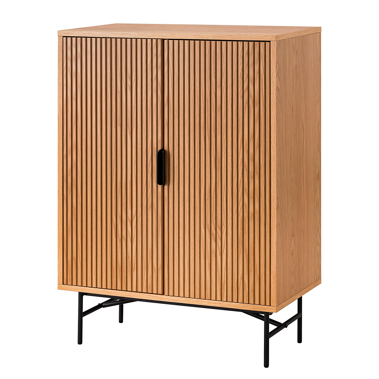 KOMMODE mit 2 Türen - Echtholzfurnier - Eichefarben, Holzwerkstoff (80/110/40cm) - home24