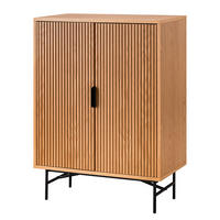 KOMMODE mit 2 Türen - Echtholzfurnier - Eichefarben, Holzwerkstoff (80/110/40cm) - home24