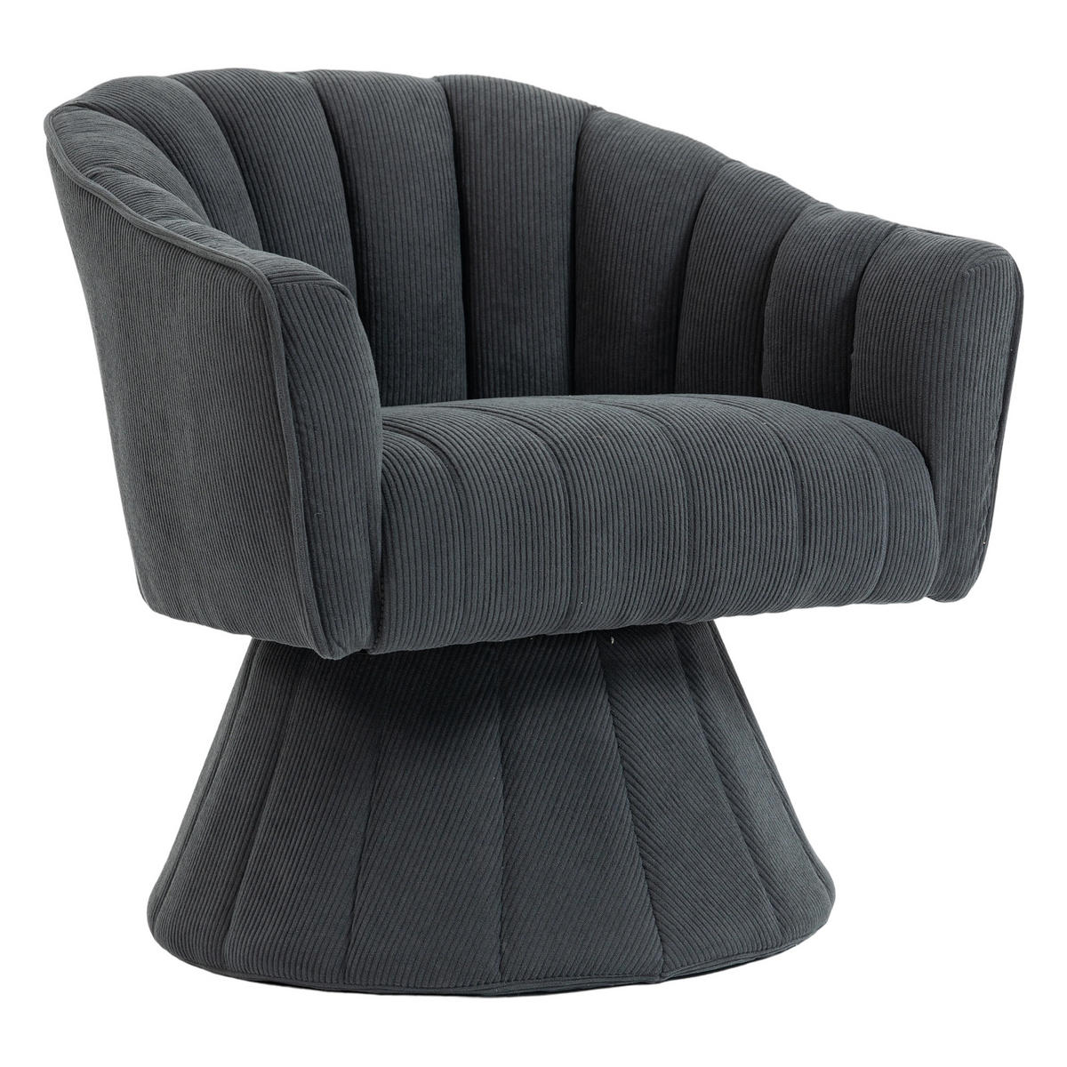 COCKTAILSESSEL 360° drehbar mit Cordbezug, DE-42235, Dunkelgrau - Dunkelgrau, Metall (70/72/66cm) - ComfortXL