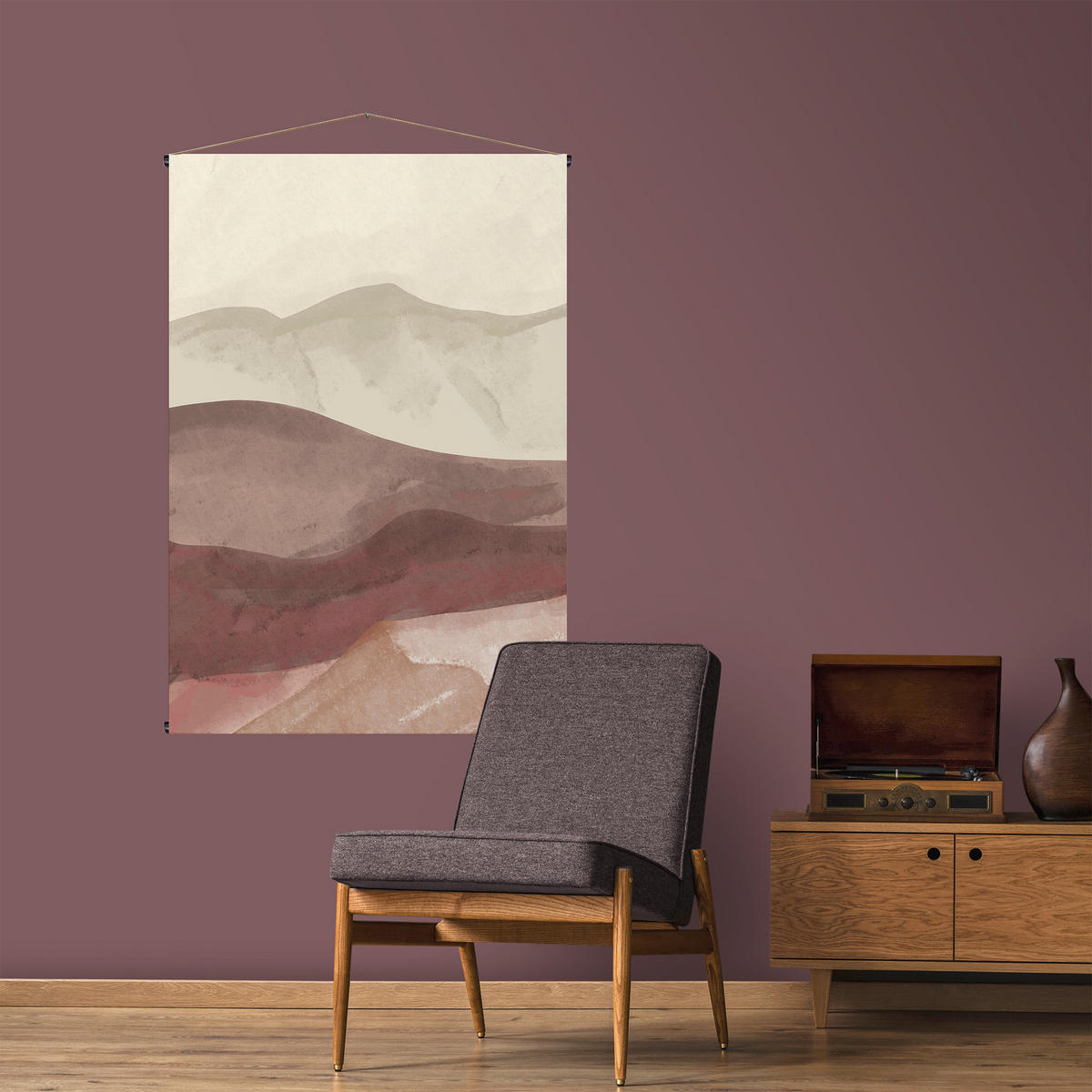 WANDTEPPICH Aquarell Horizont 150x100cm - Beige/Rot, Textil (100/1cm) - Art for the Home