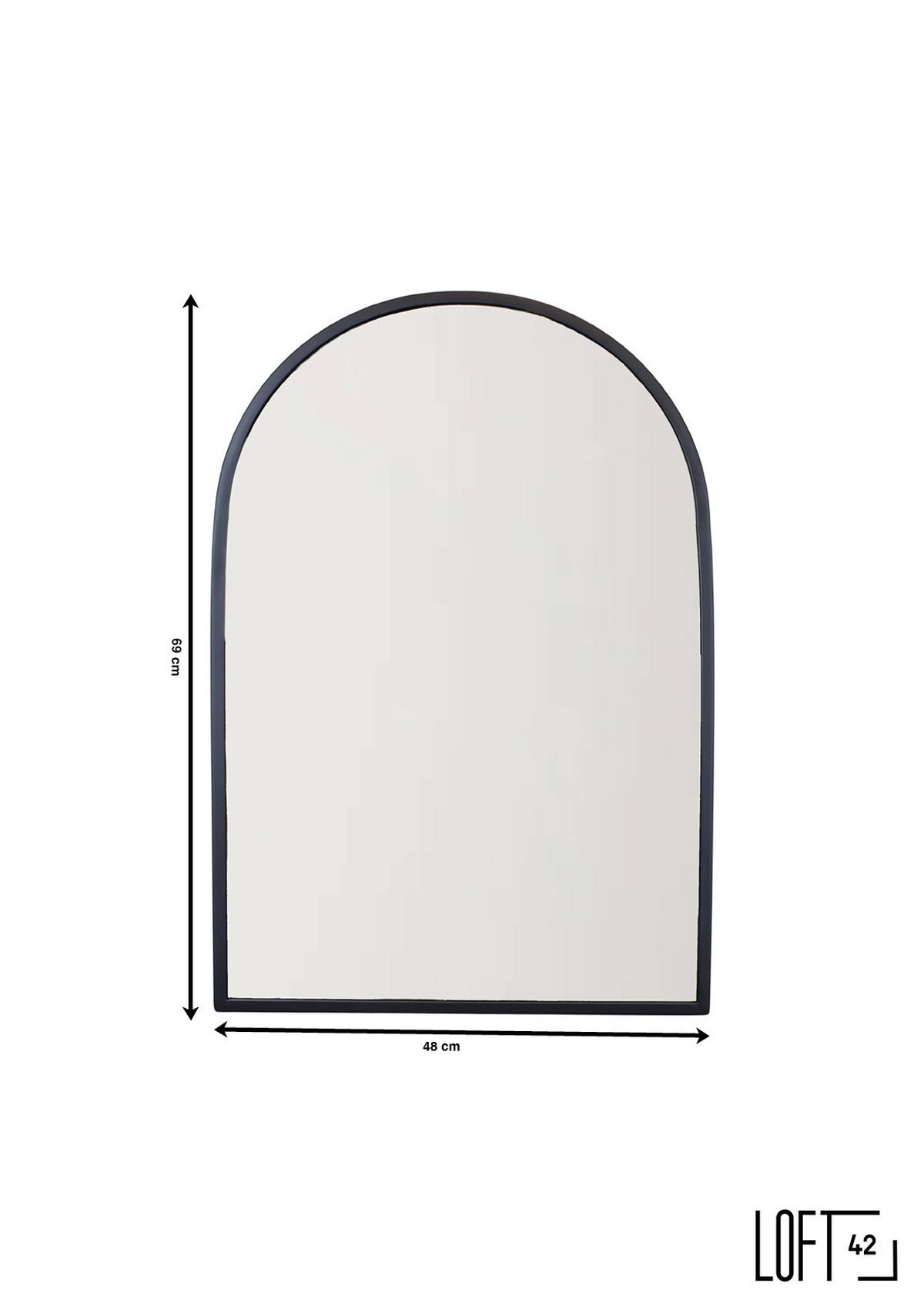 WANDSPIEGEL Briq Schwarz - Schwarz, Metall (48/68/4cm) - LOFT42