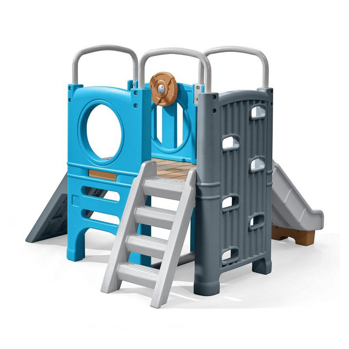 SPIELHAUS Klettergerüst Blauer und Grauer Spielplatz - Blau, Kunststoff (140/183/175cm)