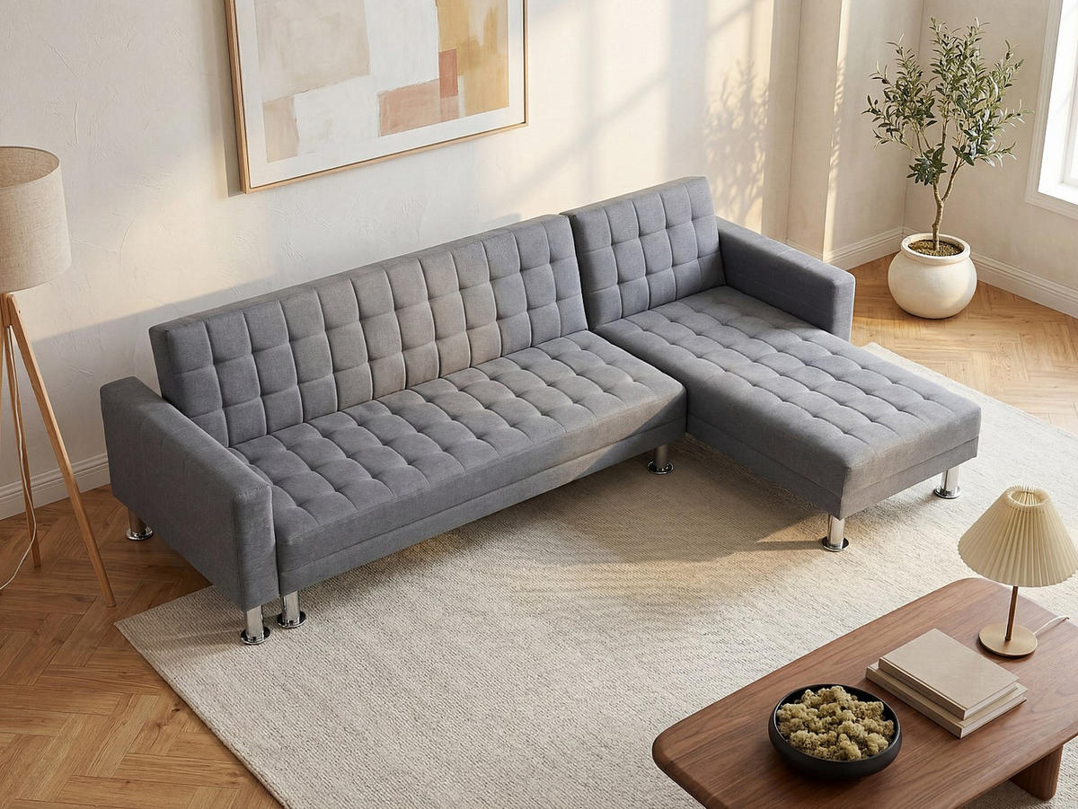 SCHLAFSOFA - 5 Personen - Stoff - Grau - - Grau, Textil (290/79/173cm) - Vente-Unique