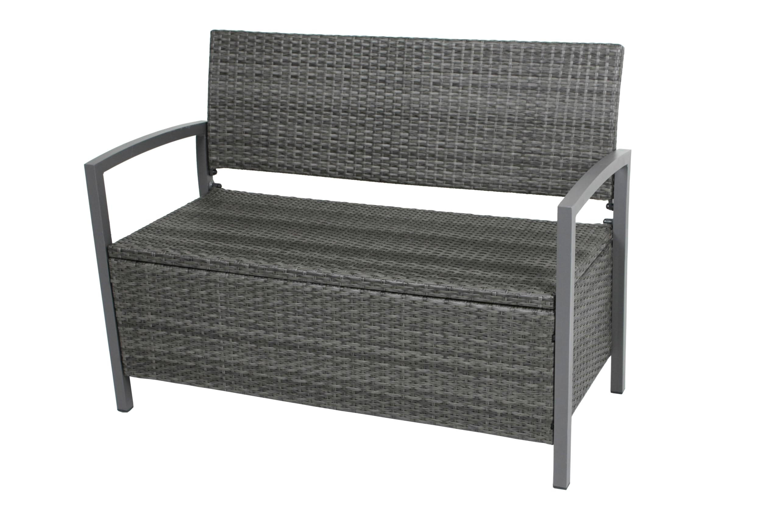 PARKBANK Wouter mit Ablagefach Dunkelgrau Gartenbank - Dunkelgrau, Kunststoff (117/86/58cm) - DELUKE