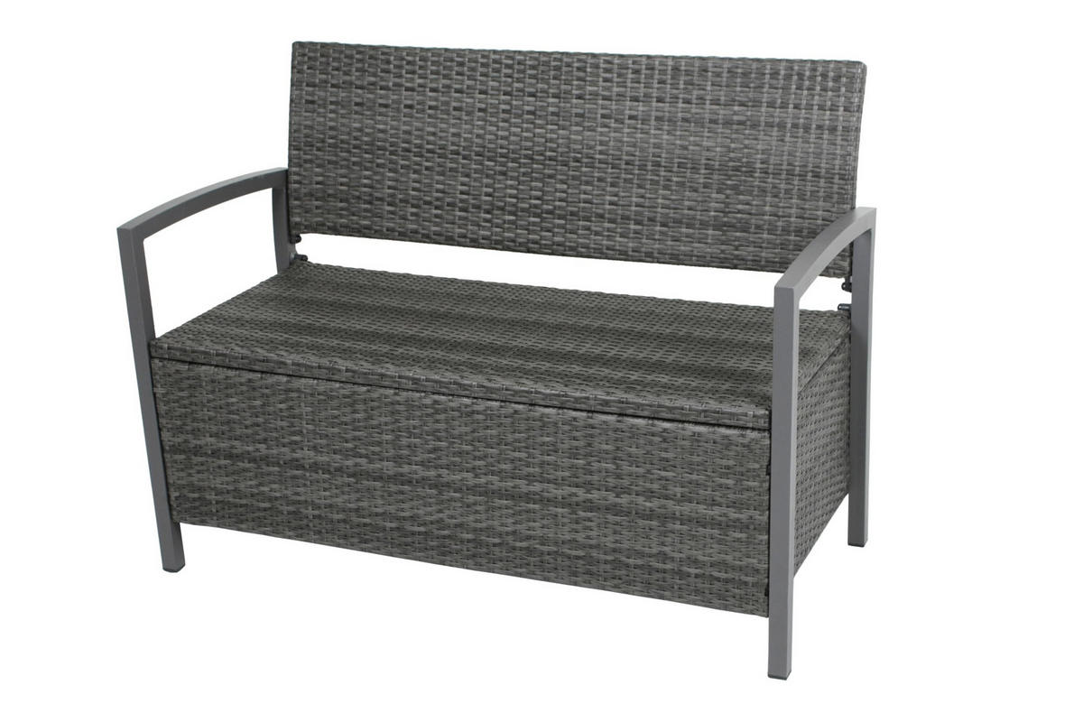 PARKBANK Wouter mit Ablagefach Dunkelgrau Gartenbank - Dunkelgrau, Kunststoff (117/86/58cm) - DELUKE