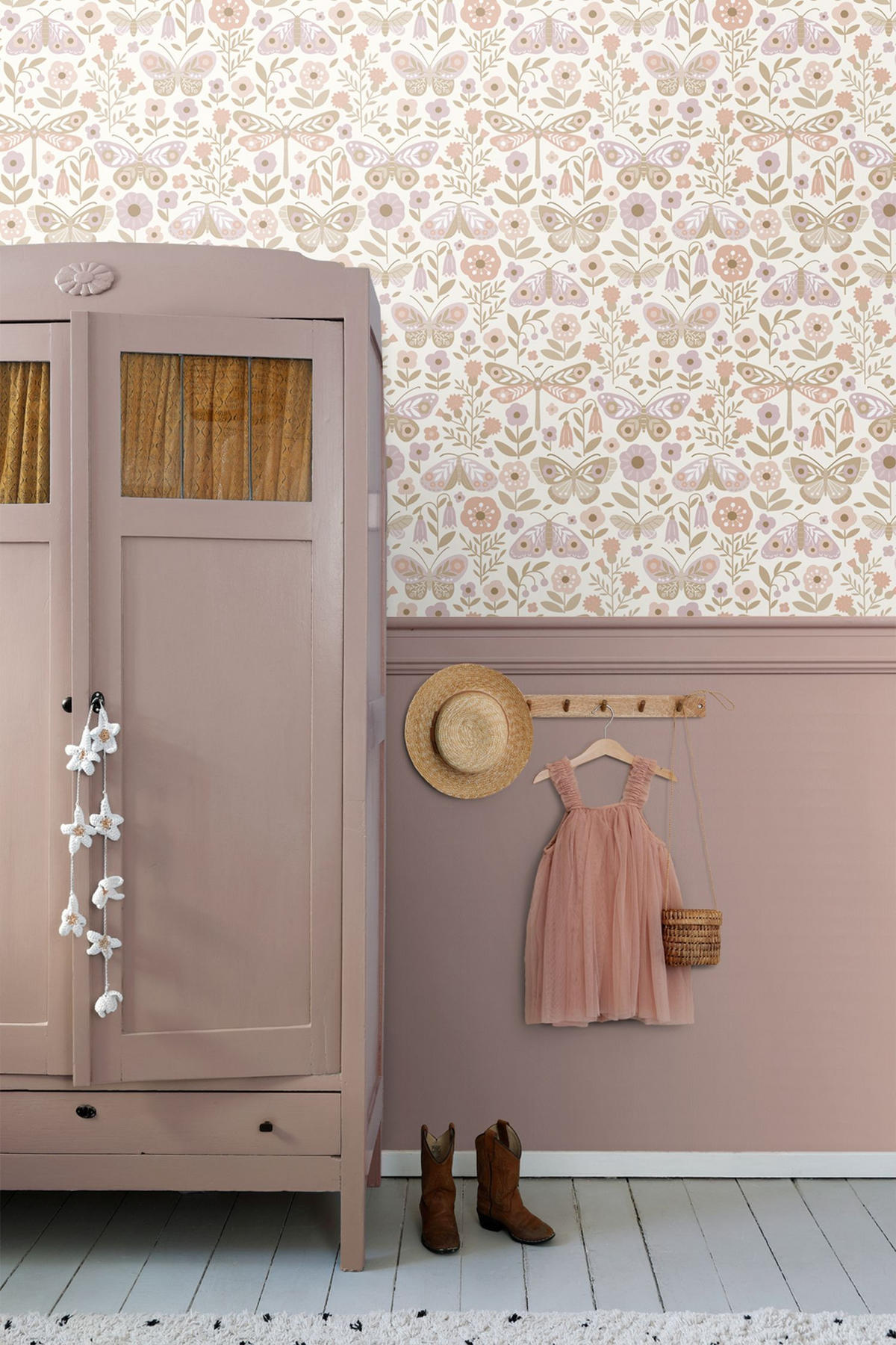 TAPETE Blumen & Schmetterlinge 50 x 900 cm - Beige, Papier (50/0.1cm) - ESTAhome