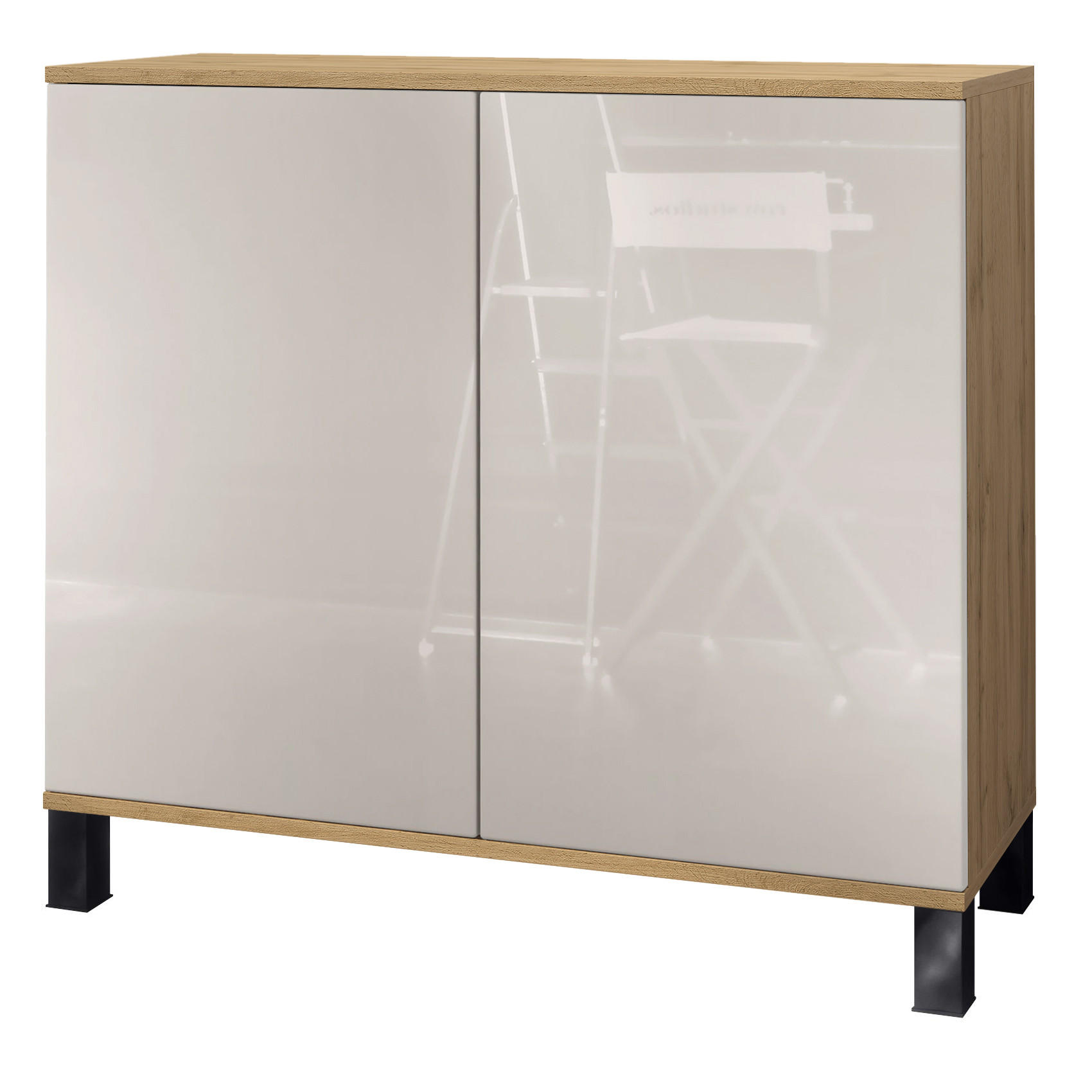 KOMMODE Skadu Sandgrau Hochglanz - Sandfarben, Holzwerkstoff (92.5/84.5/35cm) - Vladon